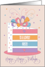 Hand Lettered Birthday for Niece Rainbow Birthday Cake with Bow card