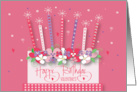 Happy Birthday on Valentine’s Day, Floral Birthday Cake with Candles card