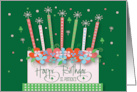 Birthday on St. Patrick’s Day with Floral Birthday Cake & Shamrocks card