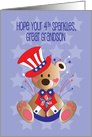 4th of July for Great Grandson, Patriotic Bear in Stars and Stripes card