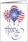 4th of July for Son Hooray with Patriotic Red White and Blue Balloons card