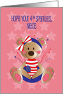 4th of July for Niece, Patriotic Bear Dressed for Holiday with Heart card