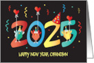 New Year’s 2024 for Grandson with Birds Celebrating with Party Hats card