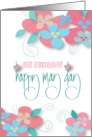 Hand Lettered May Day for Great Granddaughter with Colorful Flowers card