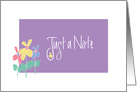 Just a Note, Hand Lettered Lavender Floral Blank Note Card