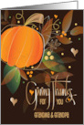 Hand Lettered Thanksgiving Grandma & Grandpa Pumpkin and Leaves card