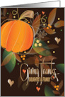 Hand Lettered Thanksgiving Daughter & Family Pumpkin and Leaves card