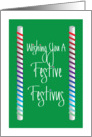 Festive Festivus with Rainbow Ribbon Wrapped Poles card