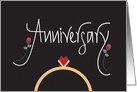 Hand Lettered Wedding Anniversary, Wedding Ring with Heart card