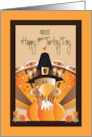 Hand Lettered First Thanksgiving Niece Colorful Turkey in Pilgrim Hat card