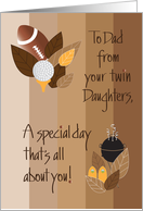 Father’s Day from Twin Daughters, Sports and Leaves card