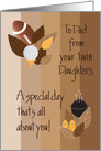 Father’s Day from Twin Daughters, Sports and Leaves card