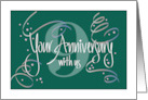 Hand Lettered Employee 9th Year Work Anniversary 9 and Streamers card