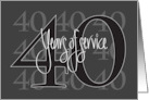 Hand Lettered 40th Year Employee Work Anniversary 40 Years of Service card