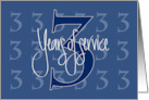 Hand Lettered 3rd Year Employee Work Anniversary 3 Years of Service card