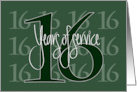 Hand Lettered 16th Year Employee Anniversary 16 Years of Service card