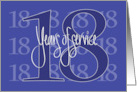 Hand Lettered Employee 18th Year Work Anniversary 18 Years of Service card