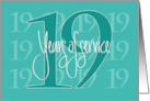 Hand Lettered Employee 19th Year Work Anniversary 19 Years of Service card