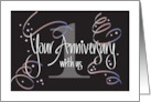 Hand Lettered Employee 1st Year Work Anniversary 1 Year Streamers card