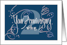 Hand Lettered Employee 2nd Year Work Anniversary 2 Years Streamers card