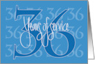 Hand Lettered 36th Year Work Anniversary 36 Years of Service Numbers card