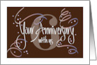 Hand Lettered Employee 6th Year Work Anniversary 6 and Streamers card