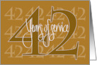 Hand Lettered 42nd Year Work Anniversary 42 Years of Service Numbers card