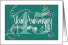Hand Lettered Employee 45th Year Work Anniversary 45 and Streamers card
