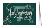 Hand Lettered Employee 7th Year Work Anniversary 7 and Streamers card