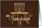Hand Lettered Hanukkah Thanksgivukkah with Menorah and Fall Leaves card