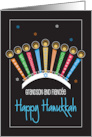 Hand Lettered Hanukkah for Grandson and Fiance with Menorah card