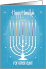 Hand Lettered Hanukkah for Great Aunt Menorah and Colorful Candles card