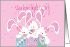 New Baby Triplet Girls, Three Bunnies in Toy Box card