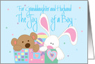 New Baby for Granddaughter and Husband, Joy of a Boy with Toybox card