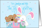New Baby for Grandson and Wife, Joy of a Boy with Toybox card