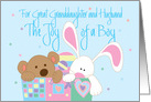 New Baby for Great Granddaughter and Husband, Joy of a Boy with Toybox card