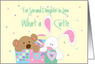 New Baby for Son and Daughter in Law, Bear & Bunny in Toybox card