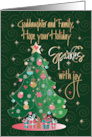 Christmas for Goddaughter and Family Sparkling Decorated Tree card