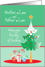 Christmas for Mother in Law and Father in Law, Tree and Gifts card