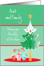 Christmas for Aunt and Family, Tree with Gifts Below card