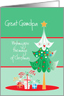 Christmas for Great Grandpa, Decorated Tree with Gifts Below card