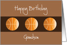 Birthday for Grandson, Trio of Basketballs on Brown card