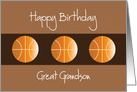 Birthday for Great Grandson, Trio of Basketballs on Brown card