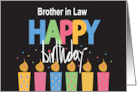 Birthday Brother in Law Large Colored Letters with Decorated Candles card