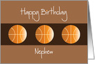 Birthday for Nephew, Trio of Basketballs on Brown card
