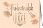 Hand Lettered Thanksgiving Thanksgivukkah with Hanukkah Menorah card