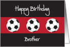 Happy Birthday for Brother with Trio of Black and White Soccer Balls card