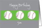 Happy Birthday for Son with Trio of Baseballs card