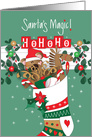 Santa’s Magic for Child’s Christmas, Toys in Decorated Stocking card