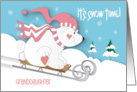 Christmas for Granddaughter Bear Sledding in Snow It’s Snow Time card